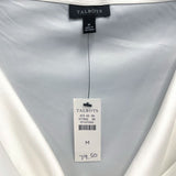 NWT Wmns TALBOTS Off White Silky Satin Cowl Neck Short Sleeve Top Sz M MSRP$79.5