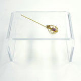 Vintage 10K Yellow Gold Stick Pin w Purple Glass Gem & Seed Pearl, 0.94g