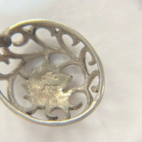 Sterling Silver Jezlaine Openwork Floral Domed Oval Post Earrings, 2.08g