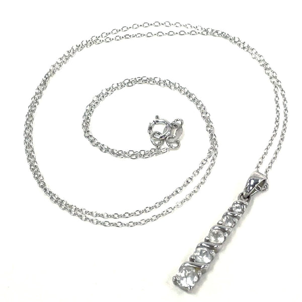 Sterling Silver 18" White Spinel 5-Stone Journey Necklace By Ross-Simons, 2.44g