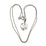 Sterling Silver 18" Clear Quartz Heart w Mossy Inclusions Necklace, 3.00g