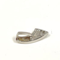 22mm 14K White Gold Lab Created Opal Inlay Abstract Curve Pendant 3.07 grams
