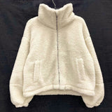 Wmns LULULEMON Cream Cinchable Fleece Sherpa Plush Teddy Zip Up Jacket Sz 8