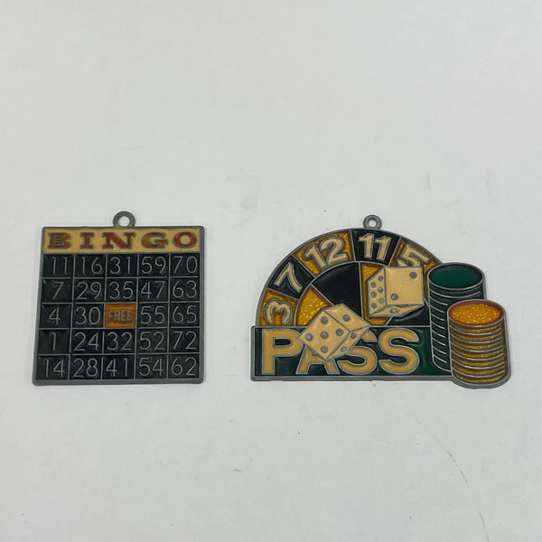 Pair of Gambling Themed Suncatcher Metal Hangings - Bingo, Casino