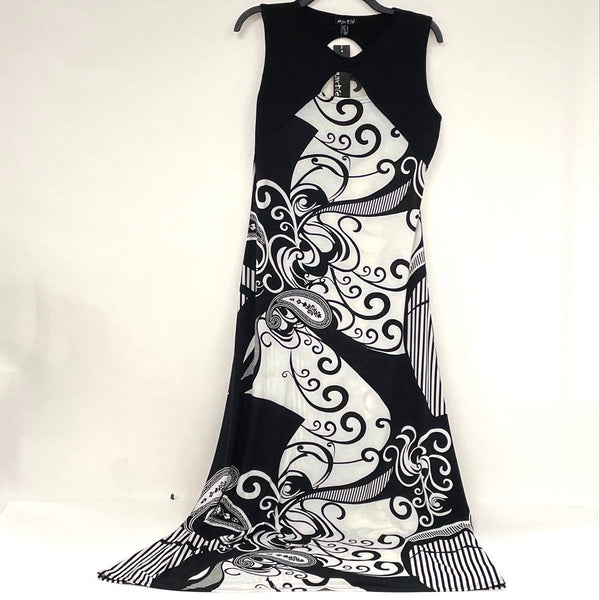 NWT Marble Black White Patterned Stretch Knit Maxi Dress Women’s Sz S