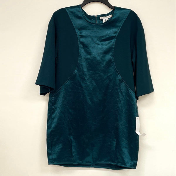 NWT BCBGENERATION Jewel Tone Green Satin & Crepe Sheath Dress Women’s Sz XS
