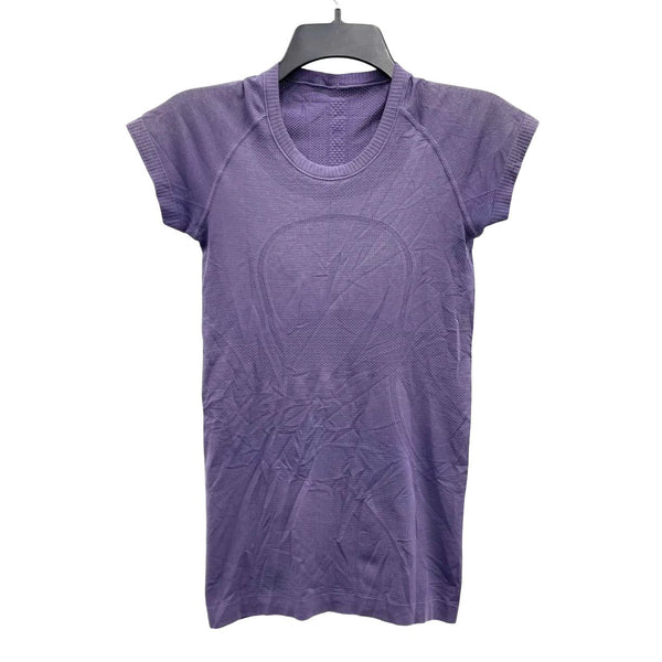 Wmns LULULEMON Dusty Purple Swiftly Tech Short Sleeve Stretch Shirt Sz 4