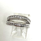 Set of 2 Sterling Silver Guard Rings/Ring Enhancers with CZ Accent Size 6, 3.62g