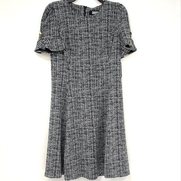 NWT DKNY Black White Knit Short Sleeve Dress Women’s Sz 10