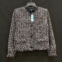 NWT Wmns ANN TAYLOR Pink & Black Tweed Blazer Jacket Sz XS Petite MSRP$169