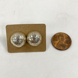 925 Sterling Silver Dome Button Etched Stud Earrings 3.45 Grams