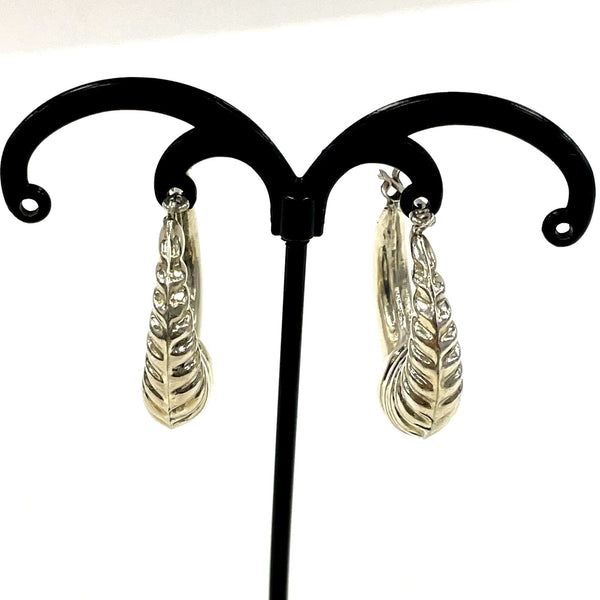 Vintage Sterling Silver Hollowform 1.25" Cornucopia Puff Hoop Earrings, 10.95g
