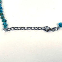 925 Sterling Silver Turquoise Chip Necklace With Dangle 18 Inch Length