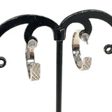 Sterling Silver 4mm Wide 3/4" Hoop Earrings w Engraved Cross-Hatch Design, 3.84g