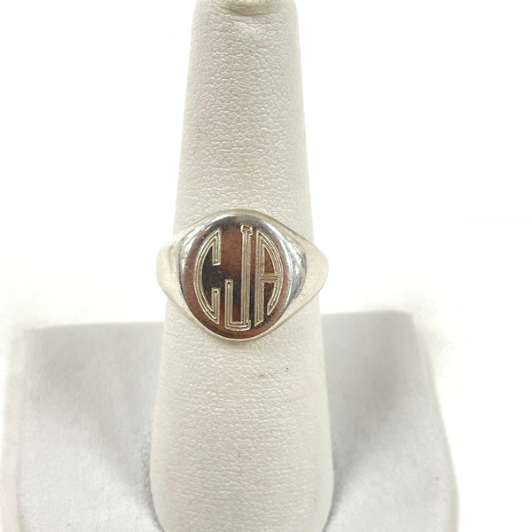 Vintage Sterling Silver Inscribed Signet Ring Size 7, 6.67g