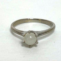 10K White Gold Pearl Solitaire Ring Size 6.5, 1.89g - Pearl is Worn