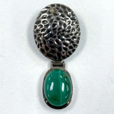 925 Sterling Silver Hammer Accent Two Part Malachite Pendant 10.88 Grams