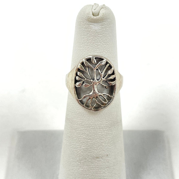 Sterling Silver Tree of Life Open Work Design Ring Size 4.75, 2.94g