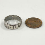 Sterling Silver Sz. 5.75, 6mm Wide 5-Word Mantra Band Ring, 4.17g