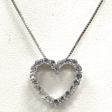 17.5-18.5" Sterling Silver Heart Pendant Necklace w/ White Sapphire Accents, 4g