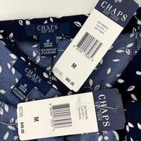 NWT Chaps Navy Blue & White Leaf Pattern Stretch Knit Blouse & Skirt Womens Sz M