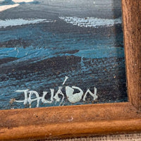 Framed Tall Ship Painting on Masonite 5x7 Signed Jackson