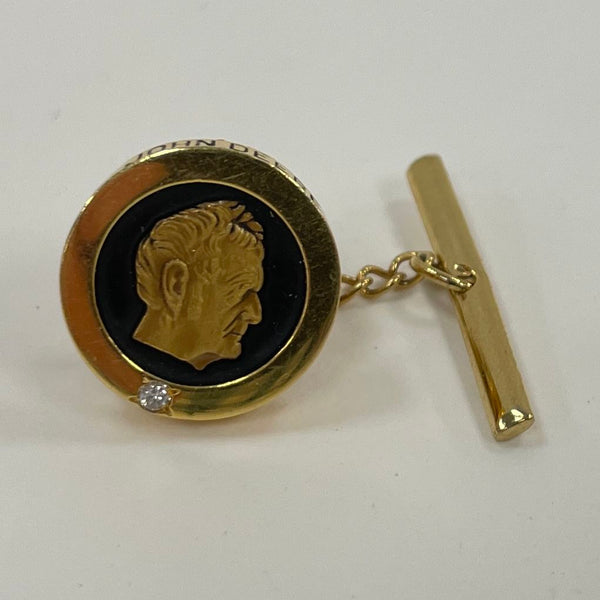 10K Yellow Gold John Deere Commemorative Pin w/ Diamond Accent, 4.71g