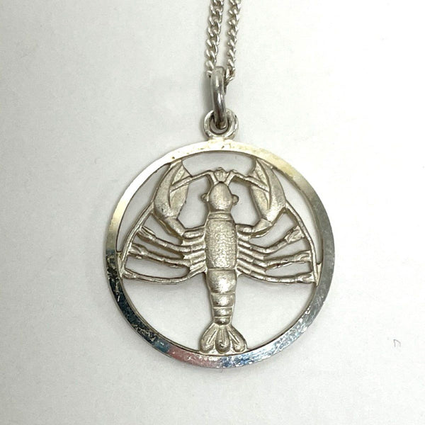 Vintage 925 Silver Lobster Charm Pendant With 925 Silver 22 Inch Chain