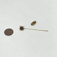 Vintage 10K Yellow Gold Stick Pin with Purple Glass Intaglio, 1.0g