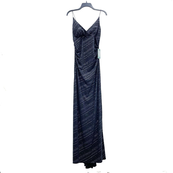 NWT Wmns Y2k 90s Vintage CITY TRIANGLES Black Ruched Long Formal Dress Sz L