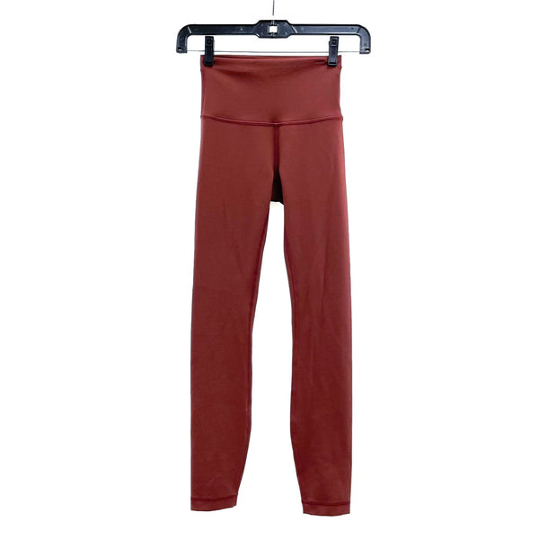 Wmns LULULEMON Brick Red Wunder Train High Rise Tight Athletic Leggings Sz 2