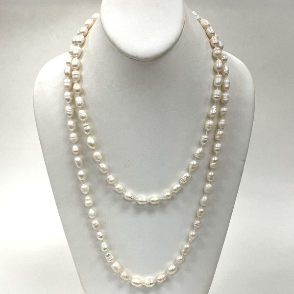 48" Knotted Genuine Pearl Rope Length Necklace, 89.65g