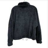 NWT Wmns CALVIN KLEIN JEANS Black Plush Fleece Zip Up Sweater Sz M MSRP$79.5