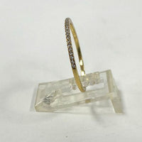 Gold Over 925 Silver Vermeil Sz 7 3/4 Slim 1mm CZ Accent Stacker Ring, 0.83g
