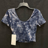 NWT Wmns LULULEMON Blue Tie Dye Align Tee Short Sleeve Crop Top Sz 8 MSRP$74