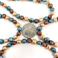 925 Sterling Silver Clasp Multi Colored Dyed Pearl Necklace Bracelet Set 130.22G