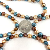 925 Sterling Silver Clasp Multi Colored Dyed Pearl Necklace Bracelet Set 130.22G