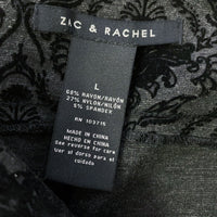 NWT Wmns ZAC & RACHEL Black & Gray Burnout Velvet Slimming Pants Sz L MSRP$60