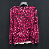 NWT Wmns TALBOTS Pink & Burgundy Print Button Up Cardigan Sweater Sz X MSRP$79