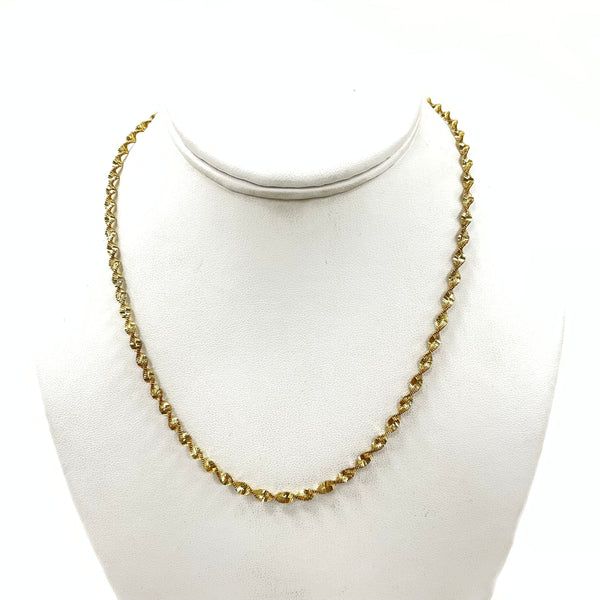 Danecraft Gold-Plated Silver 17.5" Long Twist Herringbone Chain Necklace 7.59g