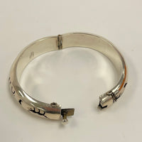 925 Sterling Silver Bull Fighter Cut Out Scene Hinged Bracelet "Issue"