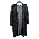 NWT Wmns ALFANI Black Striped Lightweight Mesh 3/4 Sleeve Long Cardigan Sz 3X