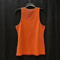 NWT Wmns by ANTHROPOLOGIE Burnt Orange Crochet Ribbed Boho Tank Top Sz L MSRP$68