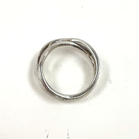 Size 7 Sterling Silver Pave 1mm Black & Clear Diamond Crossing Bands Ring 3.74g
