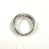 Size 7 Sterling Silver Pave 1mm Black & Clear Diamond Crossing Bands Ring 3.74g