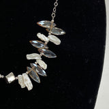 925 Sterling Silver Stick Pearl And Faceted Glass Necklace 19 Inch Length