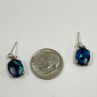 925 Sterling Silver Abalone Pendant And Earring Set With 16 Inch Snake Chain