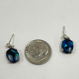 925 Sterling Silver Abalone Pendant And Earring Set With 16 Inch Snake Chain