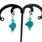 Sterling Silver Turquoise Bear Fetish Beaded Dangle Earrings 2.56g