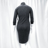 NWT Wmns KENSIE Gray Ribbed Turtleneck Midi Sweater Dress Sz M MSRP$79